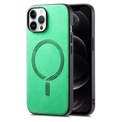 Solid Color Retro Magsafe PU Back Cover Phone Case, Compatible with iPhone 12 Pro