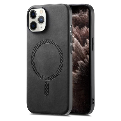 Solid Color Retro Magsafe PU Back Cover Phone Case, Compatible with iPhone 11 Pro Max