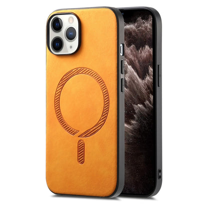 Solid Color Retro Magsafe PU Back Cover Phone Case, Compatible with iPhone 11 Pro Max