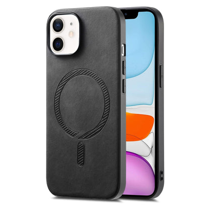 Solid Color Retro Magsafe PU Back Cover Phone Case, Compatible with iPhone 11