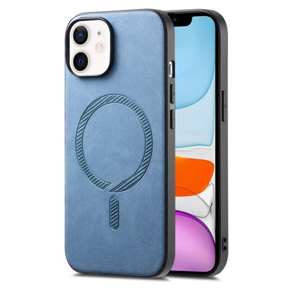 Solid Color Retro Magsafe PU Back Cover Phone Case, Compatible with iPhone 11