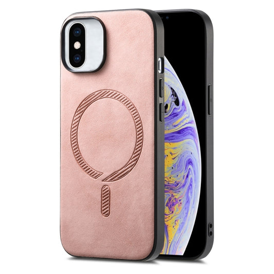 Solid Color Retro Magsafe PU Back Cover Phone Case, Compatible with iPhone XS Max