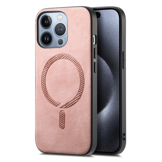 Solid Color Retro Magsafe PU Back Cover Phone Case, Compatible with iPhone 16 Pro