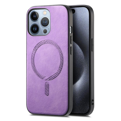 Solid Color Retro Magsafe PU Back Cover Phone Case, Compatible with iPhone 16 Pro