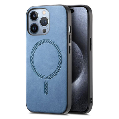 Solid Color Retro Magsafe PU Back Cover Phone Case, Compatible with iPhone 16 Pro