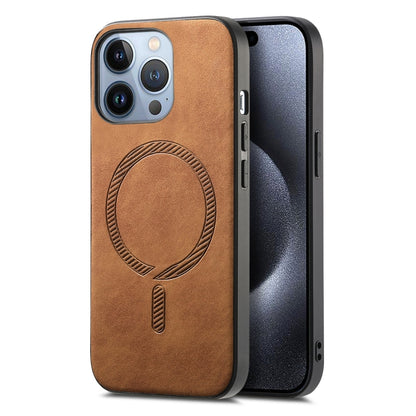 Solid Color Retro Magsafe PU Back Cover Phone Case, Compatible with iPhone 16 Pro Max