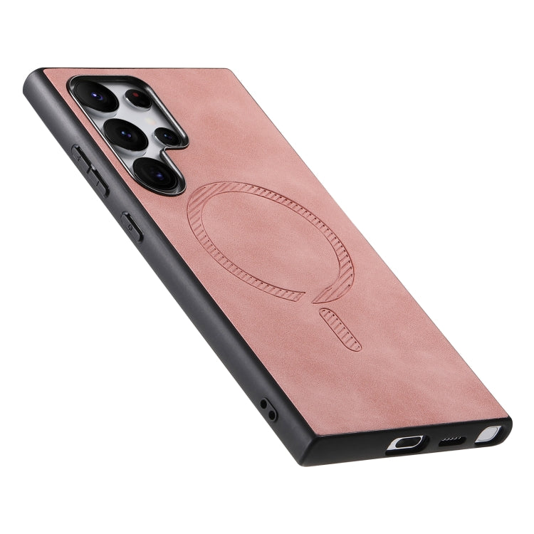 Solid Color Retro Magsafe PU Back Cover Phone Case, Compatible with Samsung Galaxy S24+ 5G