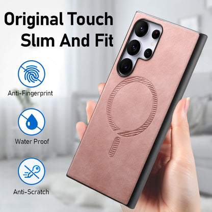 Solid Color Retro Magsafe PU Back Cover Phone Case, Compatible with Samsung Galaxy S24+ 5G
