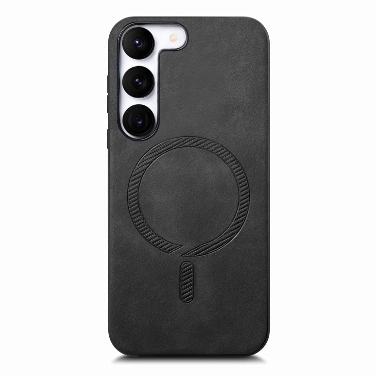 Solid Color Retro Magsafe PU Back Cover Phone Case, Compatible with Samsung Galaxy S23 5G