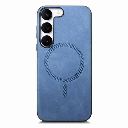 Solid Color Retro Magsafe PU Back Cover Phone Case, Compatible with Samsung Galaxy S23 5G