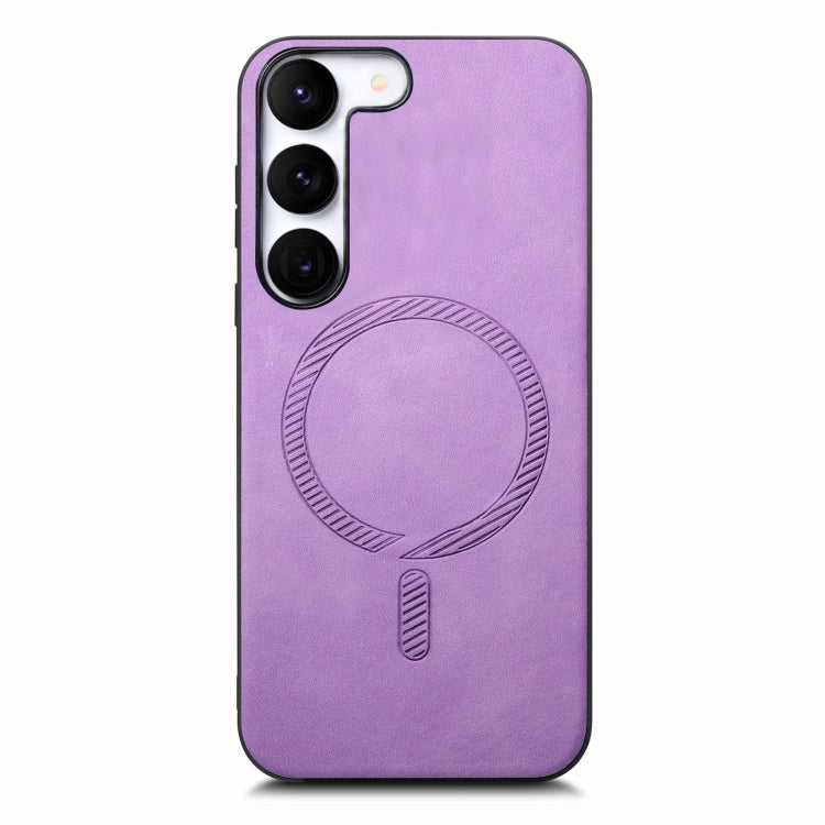 Solid Color Retro Magsafe PU Back Cover Phone Case, Compatible with Samsung Galaxy S23+ 5G
