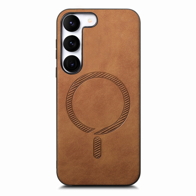 Solid Color Retro Magsafe PU Back Cover Phone Case, Compatible with Samsung Galaxy S23+ 5G