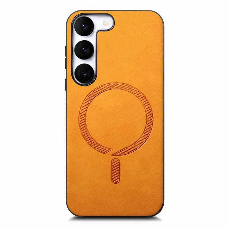 Solid Color Retro Magsafe PU Back Cover Phone Case, Compatible with Samsung Galaxy S23+ 5G