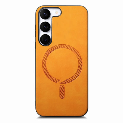 Solid Color Retro Magsafe PU Back Cover Phone Case, Compatible with Samsung Galaxy S23+ 5G
