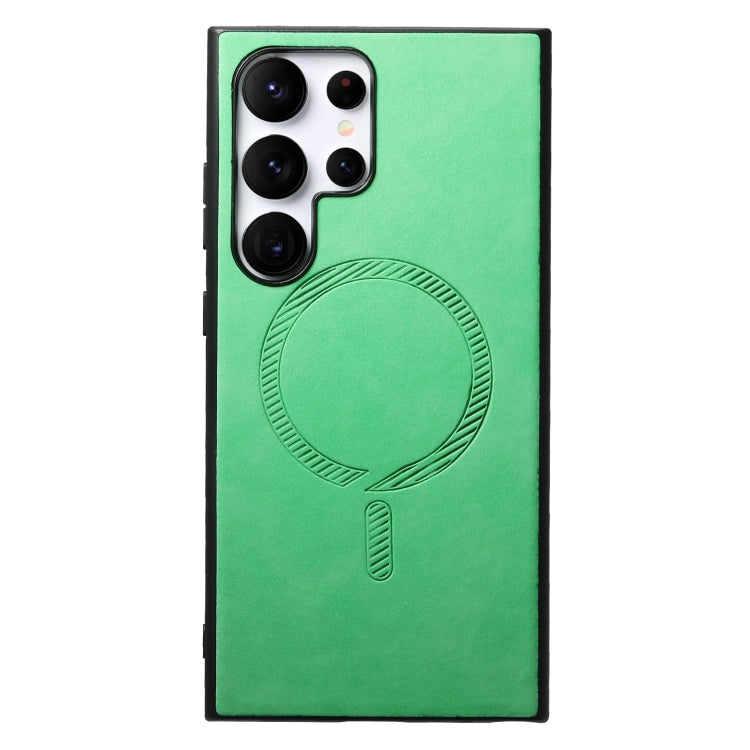 Solid Color Retro Magsafe PU Back Cover Phone Case, Compatible with Samsung Galaxy S23 Ultra 5G