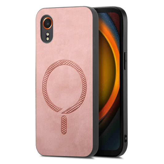 Solid Color Retro Magsafe PU Back Cover Phone Case, Compatible with Samsung Galaxy XCover 7