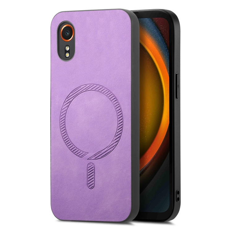 Solid Color Retro Magsafe PU Back Cover Phone Case, Compatible with Samsung Galaxy XCover 7
