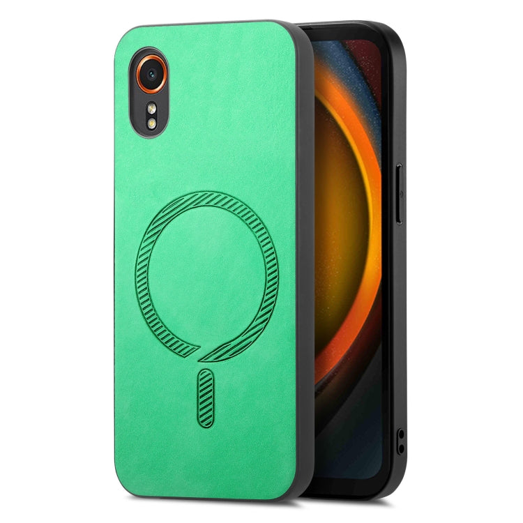 Solid Color Retro Magsafe PU Back Cover Phone Case, Compatible with Samsung Galaxy XCover 7