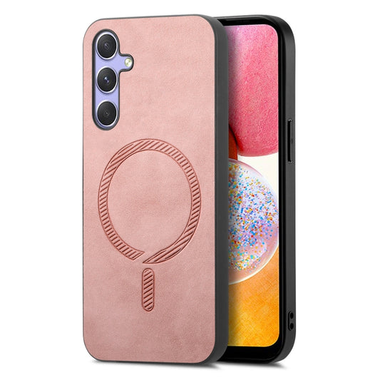 Solid Color Retro Magsafe PU Back Cover Phone Case, Compatible with Samsung Galaxy A14