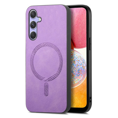 Solid Color Retro Magsafe PU Back Cover Phone Case, Compatible with Samsung Galaxy A14