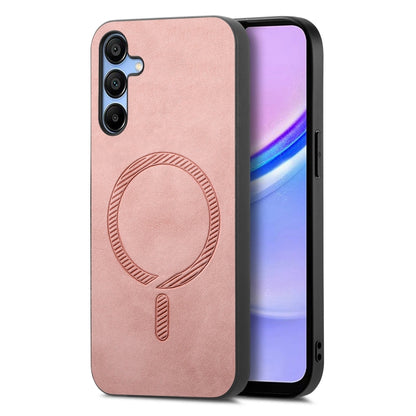 Solid Color Retro Magsafe PU Back Cover Phone Case, Compatible with Samsung Galaxy A15
