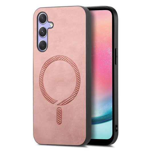 Solid Color Retro Magsafe PU Back Cover Phone Case, Compatible with Samsung Galaxy A24 5G