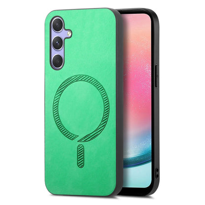 Solid Color Retro Magsafe PU Back Cover Phone Case, Compatible with Samsung Galaxy A24 5G