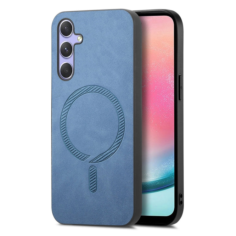 Solid Color Retro Magsafe PU Back Cover Phone Case, Compatible with Samsung Galaxy A24 5G