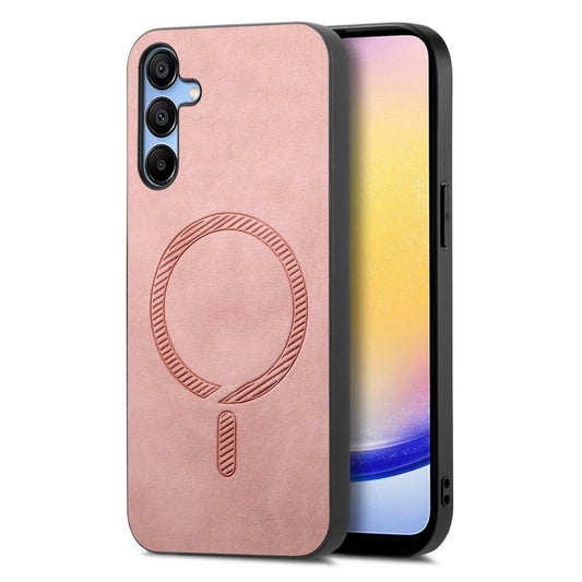 Solid Color Retro Magsafe PU Back Cover Phone Case, Compatible with Samsung Galaxy A25