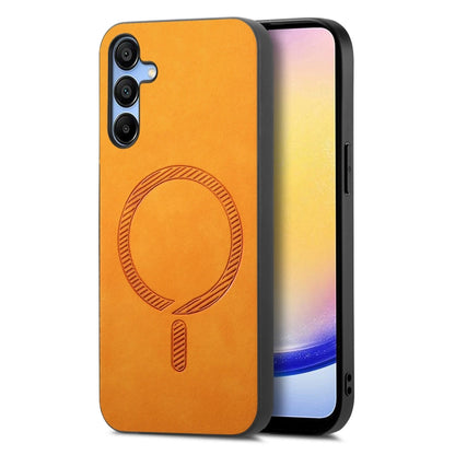 Solid Color Retro Magsafe PU Back Cover Phone Case, Compatible with Samsung Galaxy A25