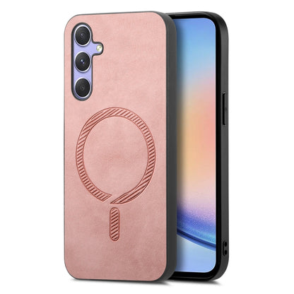 Solid Color Retro Magsafe PU Back Cover Phone Case, Compatible with Samsung Galaxy A34 5G
