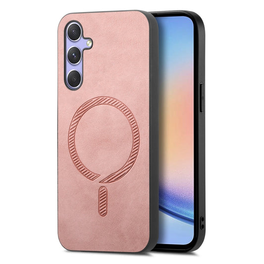 Solid Color Retro Magsafe PU Back Cover Phone Case, Compatible with Samsung Galaxy A34 5G