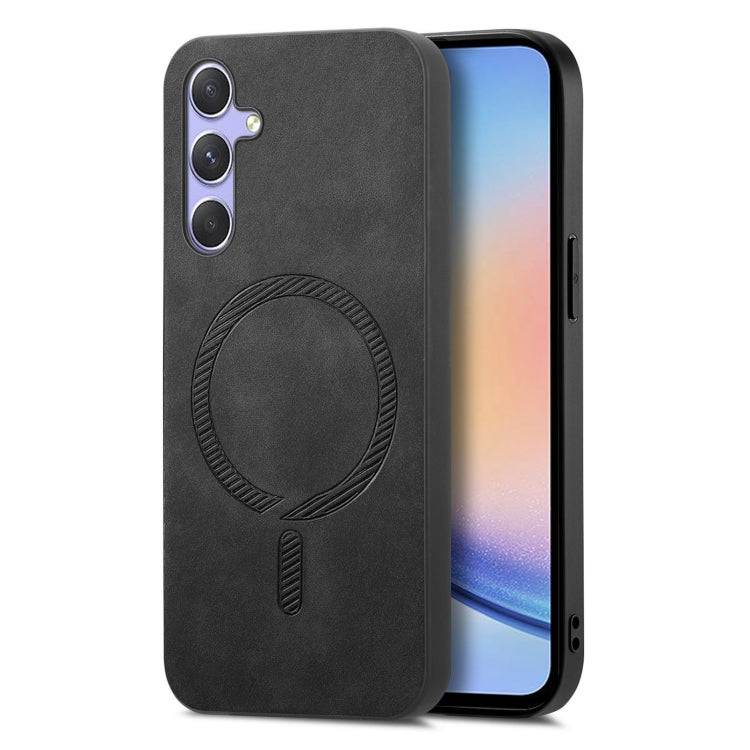 Solid Color Retro Magsafe PU Back Cover Phone Case, Compatible with Samsung Galaxy A34 5G