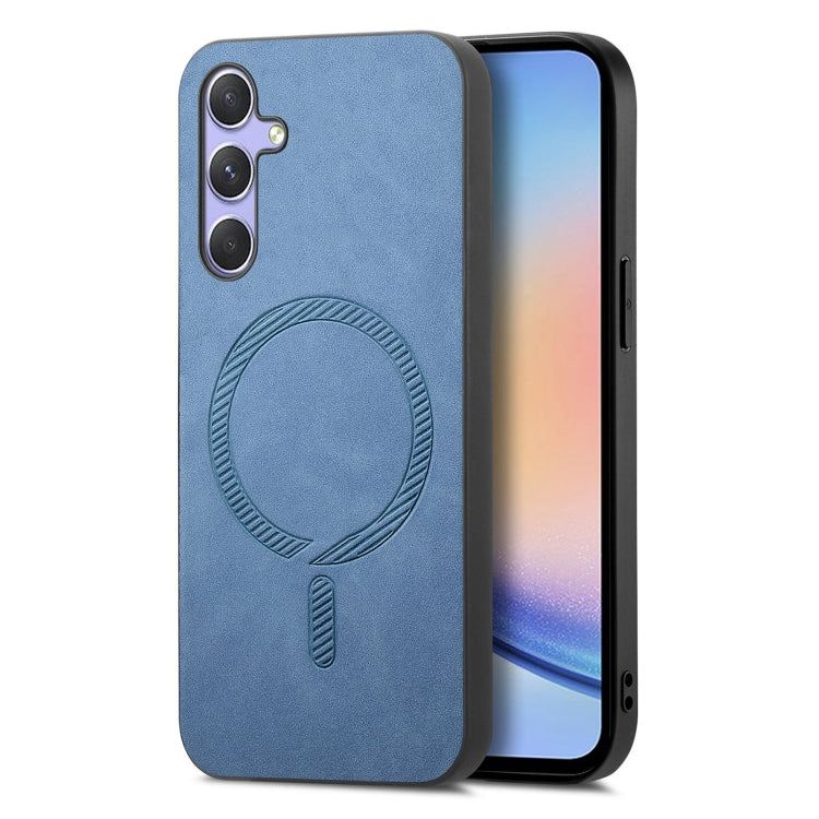 Solid Color Retro Magsafe PU Back Cover Phone Case, Compatible with Samsung Galaxy A34 5G