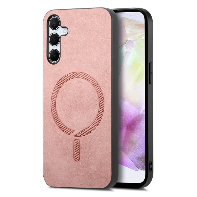 Solid Color Retro Magsafe PU Back Cover Phone Case, Compatible with Samsung Galaxy A35 5G