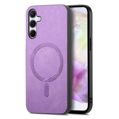 Solid Color Retro Magsafe PU Back Cover Phone Case, Compatible with Samsung Galaxy A35 5G