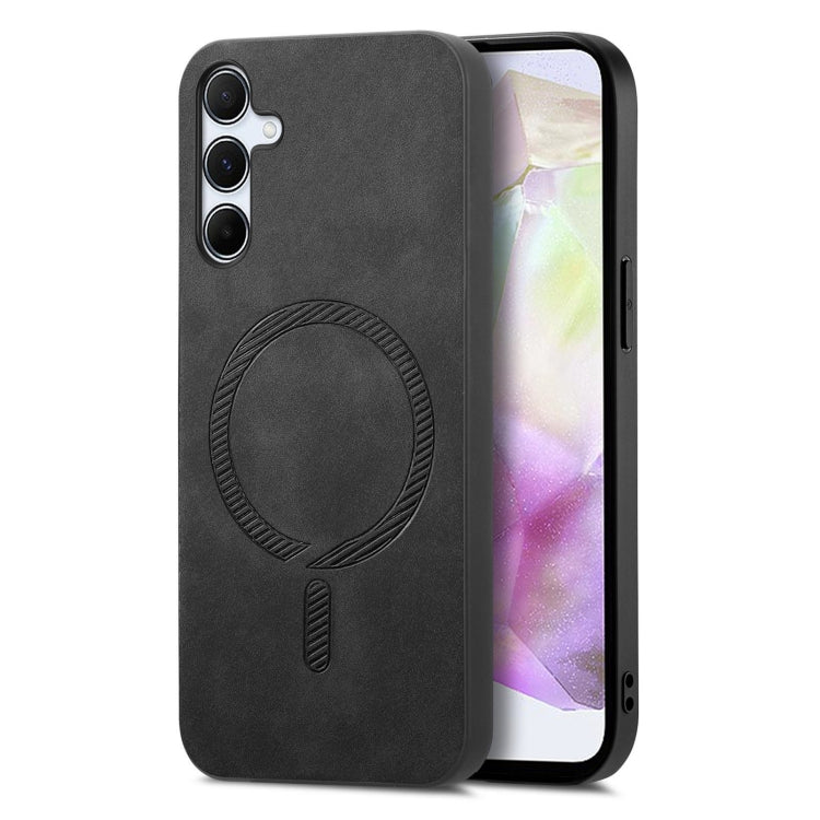 Solid Color Retro Magsafe PU Back Cover Phone Case, Compatible with Samsung Galaxy A35 5G