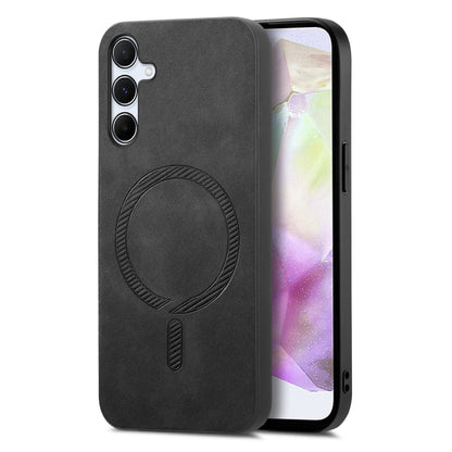 Solid Color Retro Magsafe PU Back Cover Phone Case, Compatible with Samsung Galaxy A35 5G