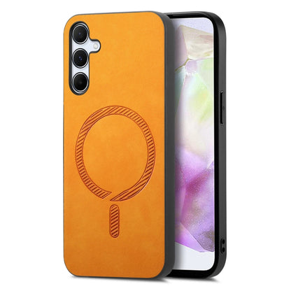 Solid Color Retro Magsafe PU Back Cover Phone Case, Compatible with Samsung Galaxy A35 5G
