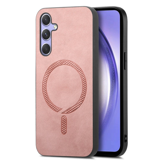 Solid Color Retro Magsafe PU Back Cover Phone Case, Compatible with Samsung Galaxy A54 5G
