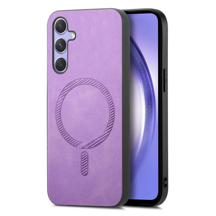 Solid Color Retro Magsafe PU Back Cover Phone Case, Compatible with Samsung Galaxy A54 5G