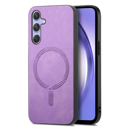 Solid Color Retro Magsafe PU Back Cover Phone Case, Compatible with Samsung Galaxy A54 5G