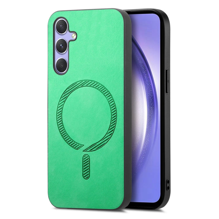 Solid Color Retro Magsafe PU Back Cover Phone Case, Compatible with Samsung Galaxy A54 5G