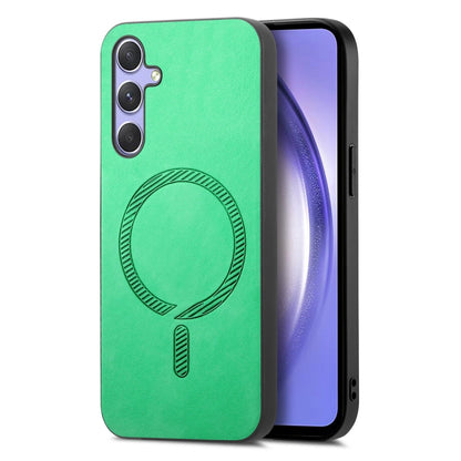 Solid Color Retro Magsafe PU Back Cover Phone Case, Compatible with Samsung Galaxy A54 5G