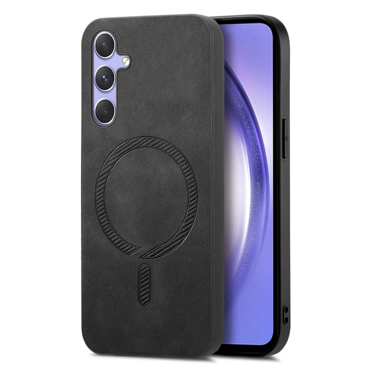 Solid Color Retro Magsafe PU Back Cover Phone Case, Compatible with Samsung Galaxy A54 5G