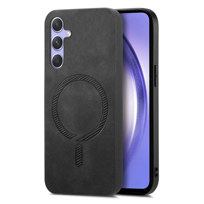 Solid Color Retro Magsafe PU Back Cover Phone Case, Compatible with Samsung Galaxy A54 5G