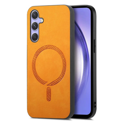 Solid Color Retro Magsafe PU Back Cover Phone Case, Compatible with Samsung Galaxy A54 5G