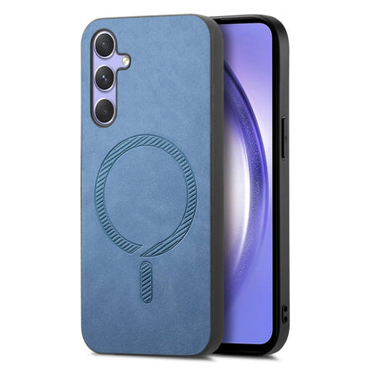 Solid Color Retro Magsafe PU Back Cover Phone Case, Compatible with Samsung Galaxy A54 5G