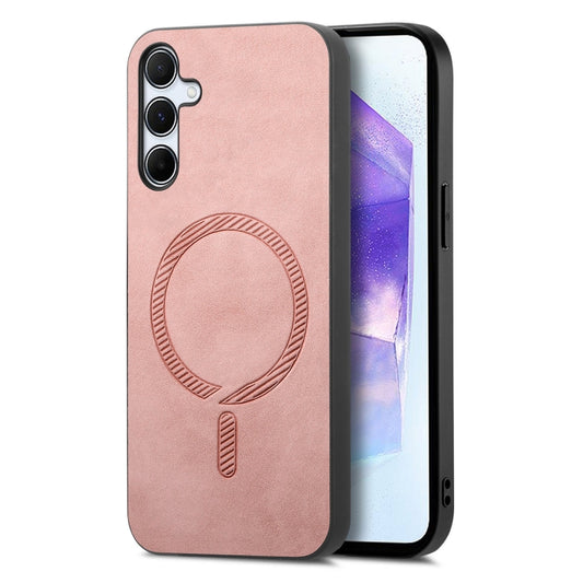 Solid Color Retro Magsafe PU Back Cover Phone Case, Compatible with Samsung Galaxy A55 5G