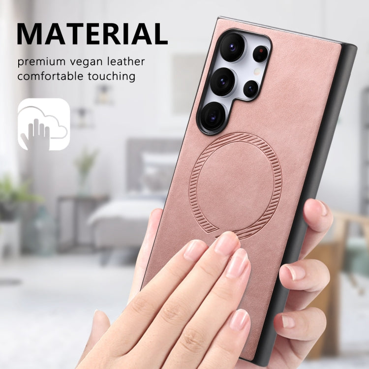Solid Color Retro Magsafe PU Back Cover Phone Case, Compatible with Samsung Galaxy A55 5G